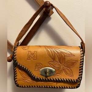 Vintage tooled leather mini purse